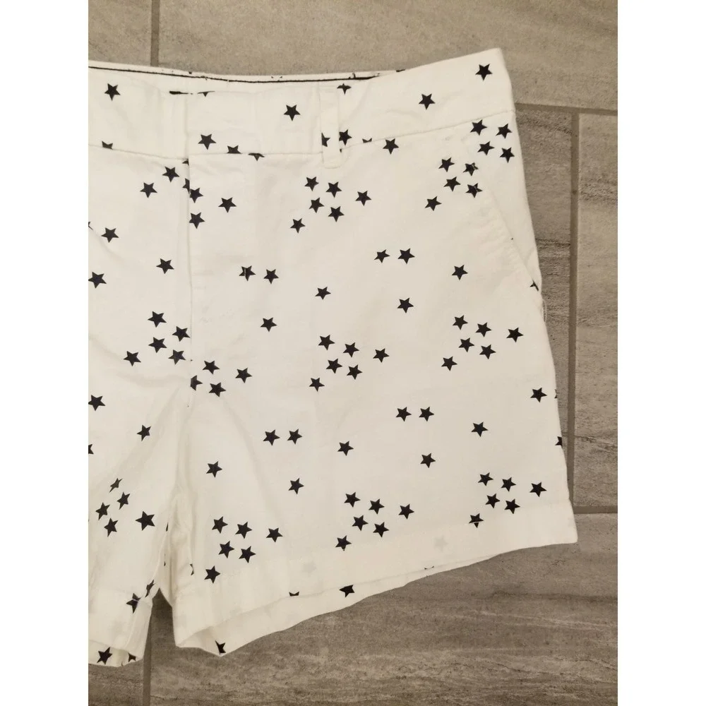 Tommy Hilfiger Shorts Women's 10 White Star‎ Printed Chino Cotton Casual Stars